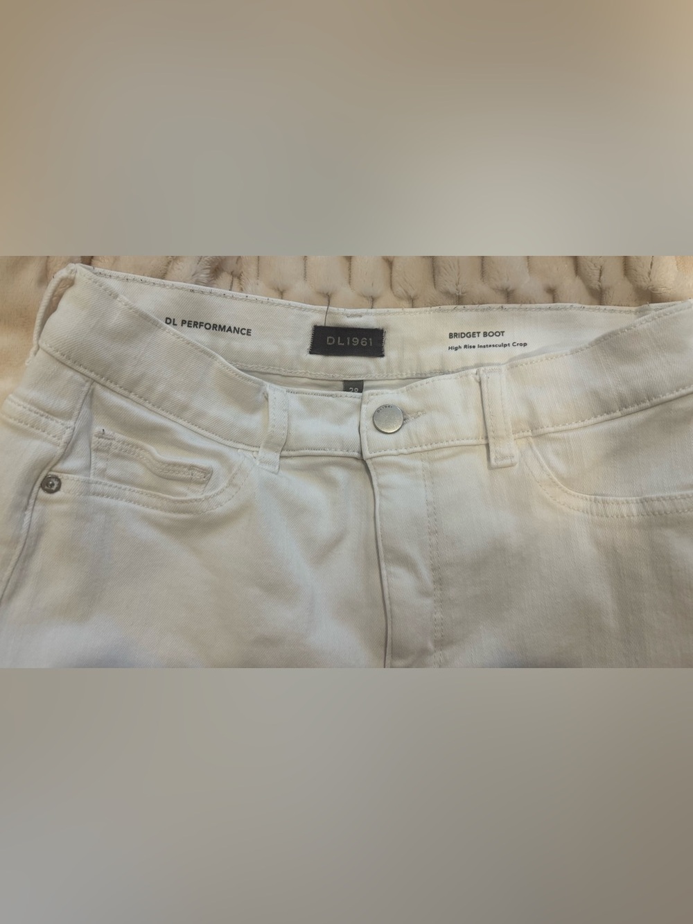 DL1961 Bridget Boot High Rise Instasculpt Crop White Jeans, 28 - Picture 3 of 5
